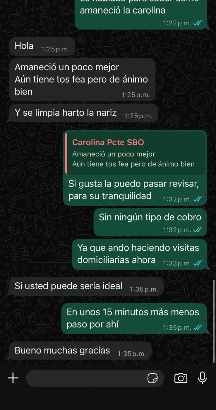 Conversación de seguimiento con familiar de paciente