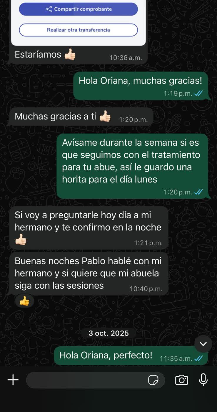 Coordinación de tratamiento con familiar de adulta mayor