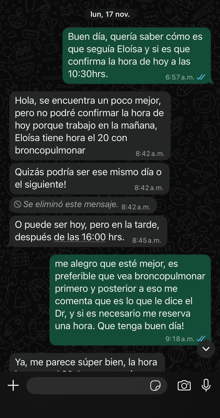 Seguimiento de paciente con tratamiento broncopulmonar